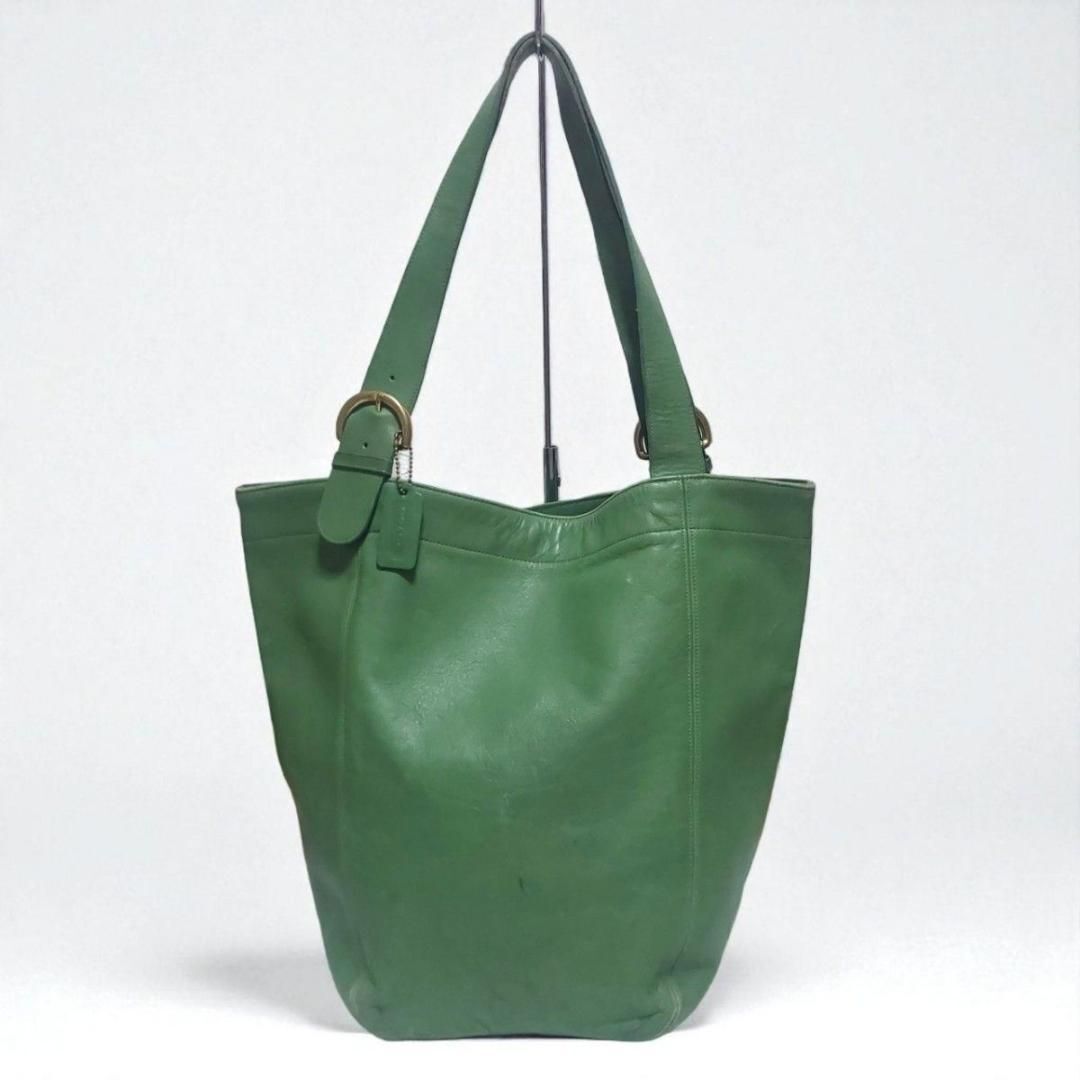 良品 オールドコーチ トートバッグ 緑 グリーン OLD COACH Archive 4082 Tote Bag USA leather leaf green y2k 00s 拍卖