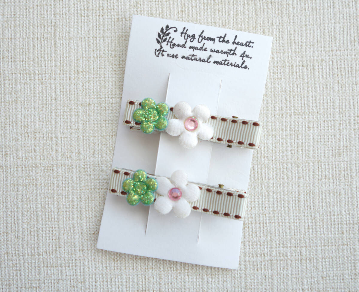 ★ ハンドメイド フラワーモチーフヘアクリップ 2個セット ★拍卖