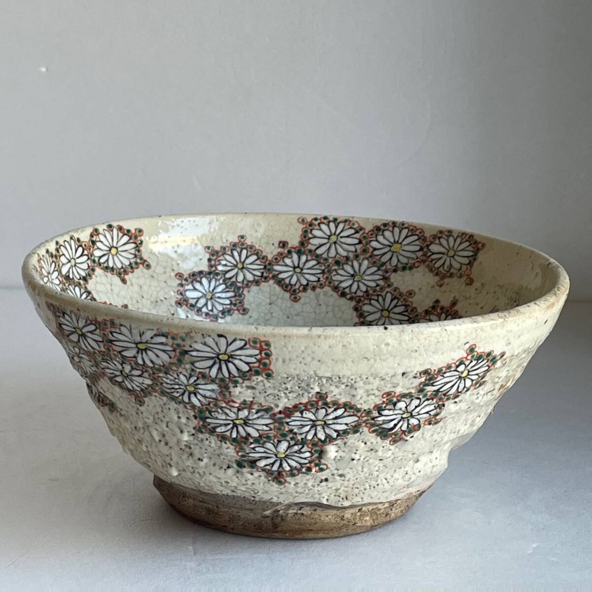 【和美】時代 京焼 花絵 鉢 幅18㎝ 00 茶道具拍卖