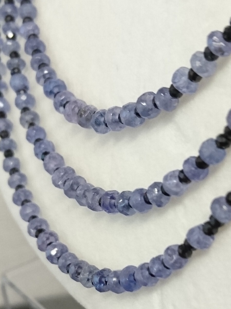 ◆新品◆ タンザナイト&ブラックスピネル ロング 3連 ネックレス拍卖