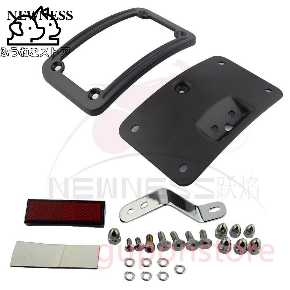 ハーレー ソフテイル FLSTSC FLSTN 2005-2007 ナンバープレート ナンバー マウント フレーム ブラケット ブラック シルバー 1p拍卖