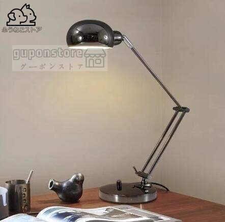 強くお勧め★美品登場☆ デスクライト デスクスタンド 照明 インダストリアル 工業系 アームランプ 銀黒拍卖