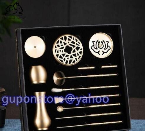 強くお勧め★純銅 香道セット 香薫 おしろい 香印 焼香道具 ギフトボックス拍卖