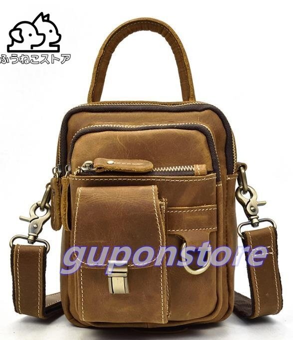 人気推薦☆ショルダーバッグ 本革 メンズ 3WAY ウエストバッグ メンズ 本革 レザー ウエストポーチ 2way 小型 斜めがけ鞄拍卖