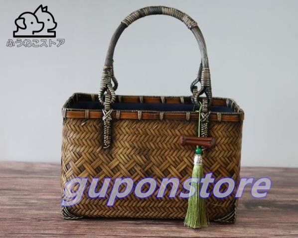 人気推薦☆收納籃*收納*竹編細工籠*竹細工*竹工芸*手作り*竹かごだけです*工芸品拍卖