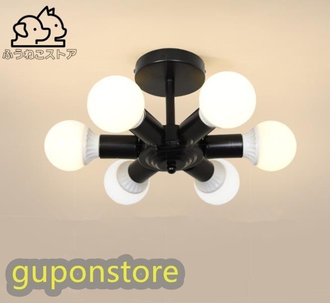 天井照明 スタイル 6灯ペンダントライト 吊り下げ照明 サスペンションライト インダストリアル インテリア LED電球付き拍卖