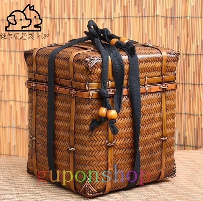 超人気★バスケット 収納かご おしゃれ竹籠 編み 取っ手 持ち手 手作りトートバスケット 自然の良品 花火着物かご拍卖