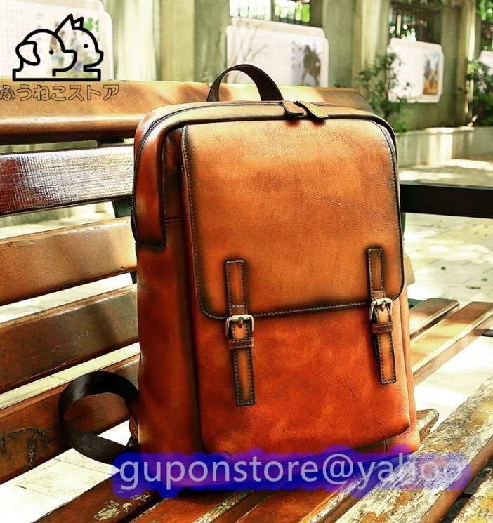 強くお勧め★大容量◆美品◆本革 リュックサック メンズ レザー レトロ リュック 通勤通学 カジュアル兼用 ディバッグ拍卖