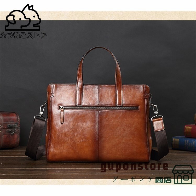 職人手作りヌメ革 本革 メンズバッグ 通勤 トートバッグ ビジネスバッグ ブリーフケース ショルダーバッグ ハンドバッグA拍卖