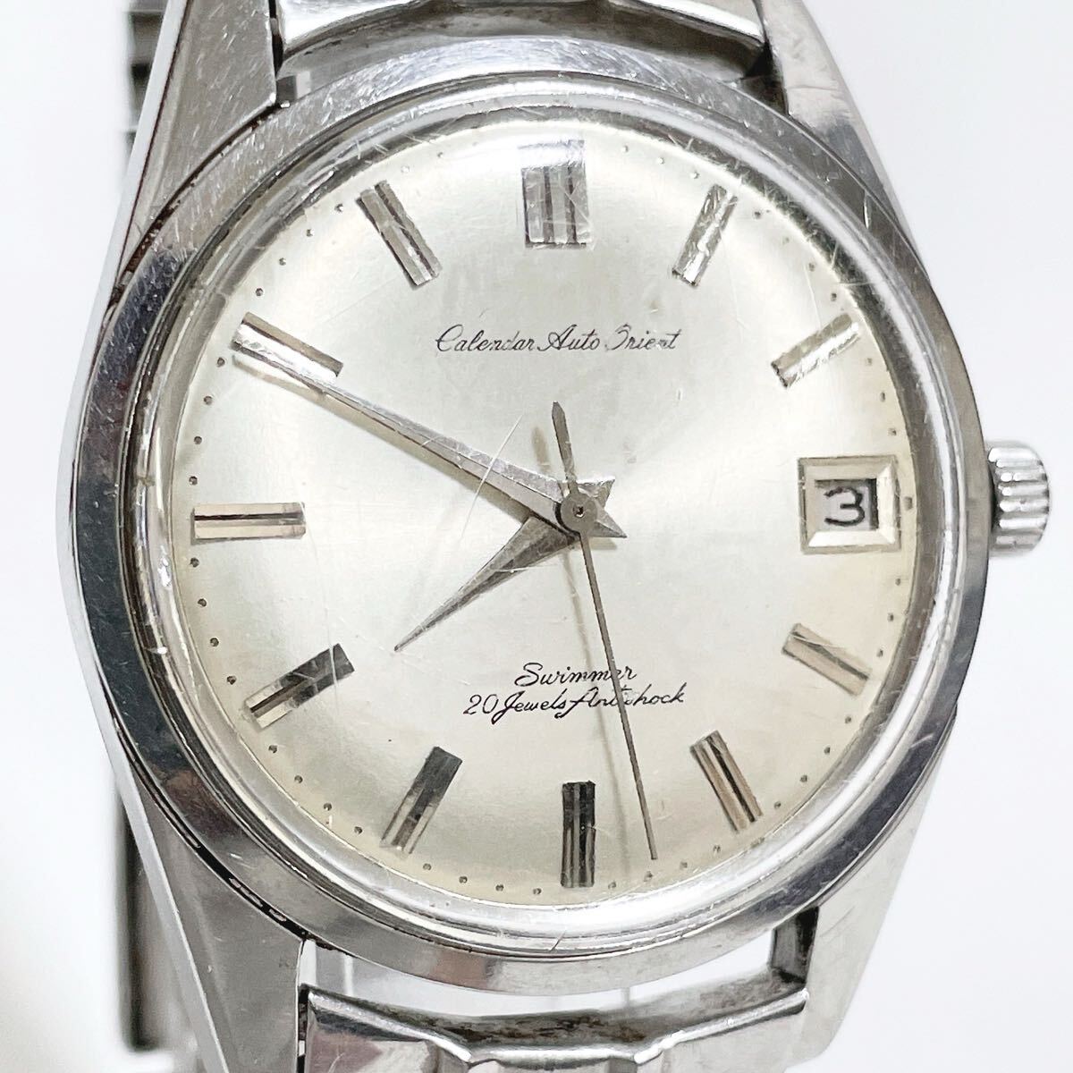 希少!ORIENT オリエント Calendar Auto Orient Swimmer 20石 自動巻/AT スイマー デイト シルバー文字盤 ヴィンテージ 拍卖