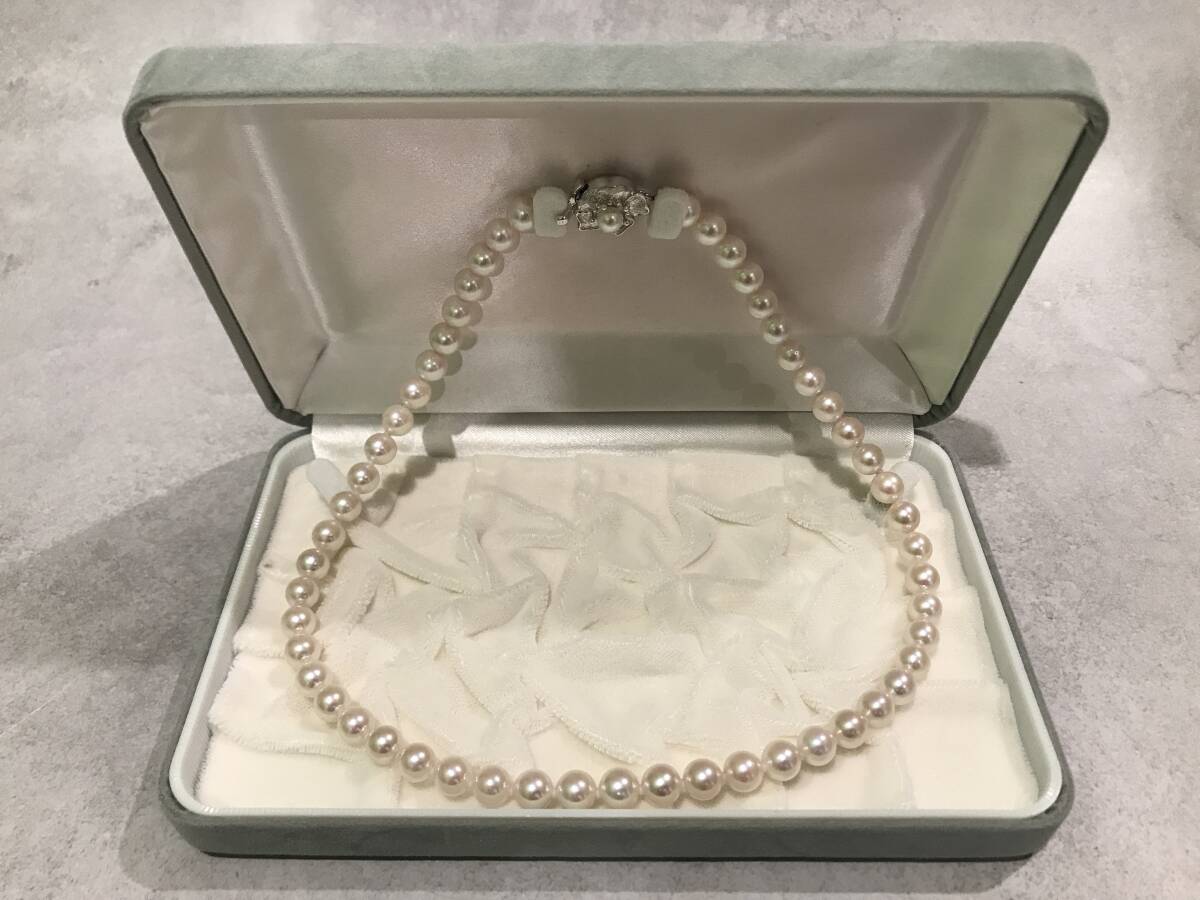 【美品】アコヤ真珠 本真珠 パール ネックレス 7.5-8.0mm Pearl necklace あこや SILVER 刻印 総重量 40g 全長 約 46cm ①拍卖