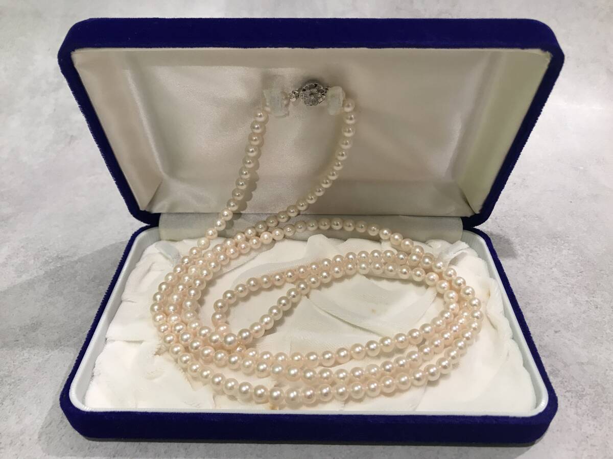 アコヤ真珠 本真珠 ロング パール ネックレス 6.0-6.5mm Pearl necklace あこや SILVER 刻印 総重量 64g 全長 約 120cm ②拍卖