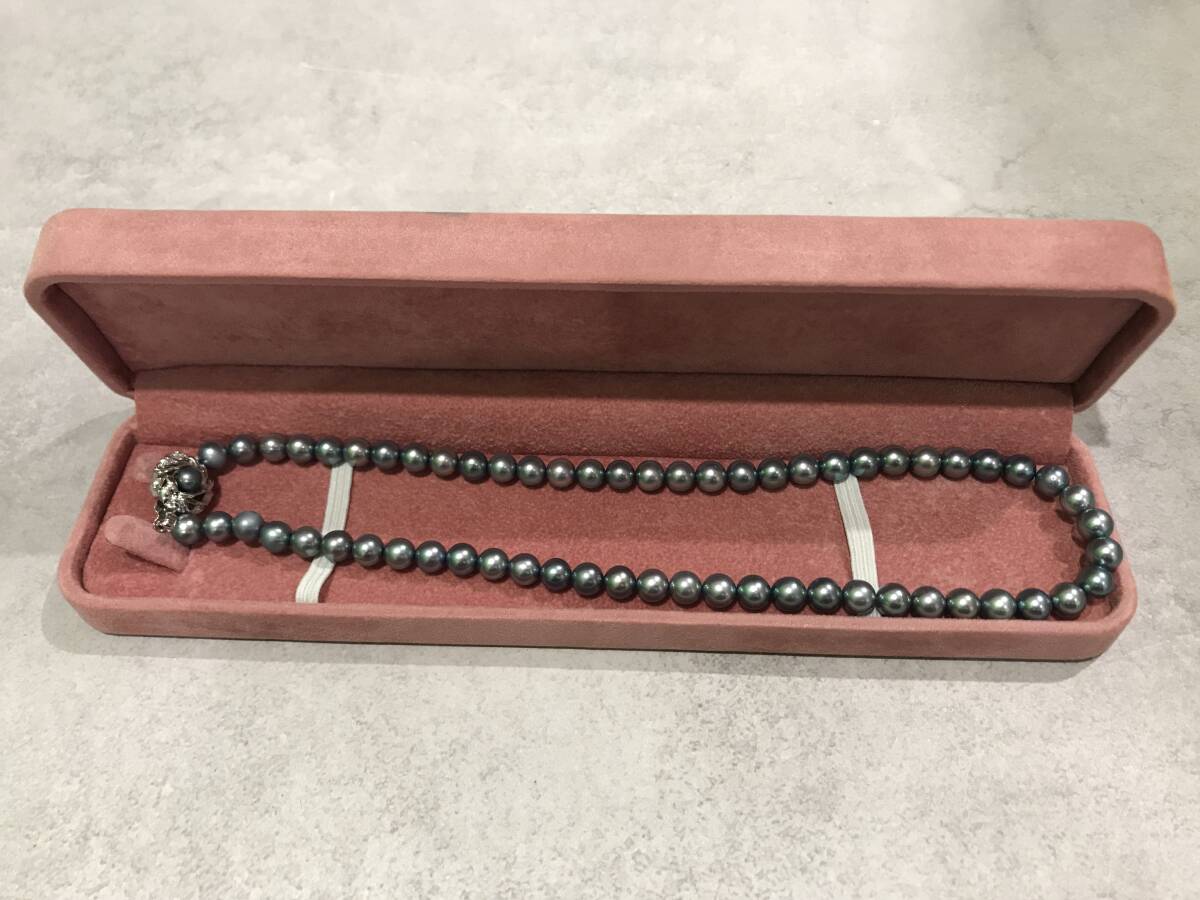 アコヤ真珠 本真珠 パール ネックレス ブルーグリーン 6.5-7.0mm Pearl necklace あこや SILVER 刻印 総重量 30g 全長 約 43cm ⑧拍卖