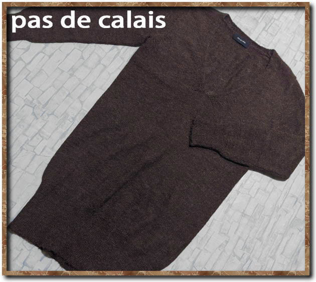 ☆pas de calais パドカレ アルパカ100%ニットチュニックワンピース 茶☆拍卖
