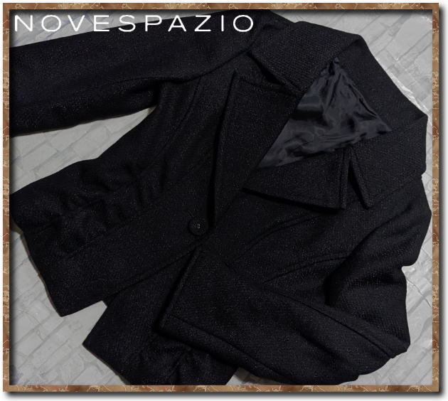 未使用!!☆NOVESPAZIO ノーベスパジオ ラメ入りウールジャケット 黒☆拍卖