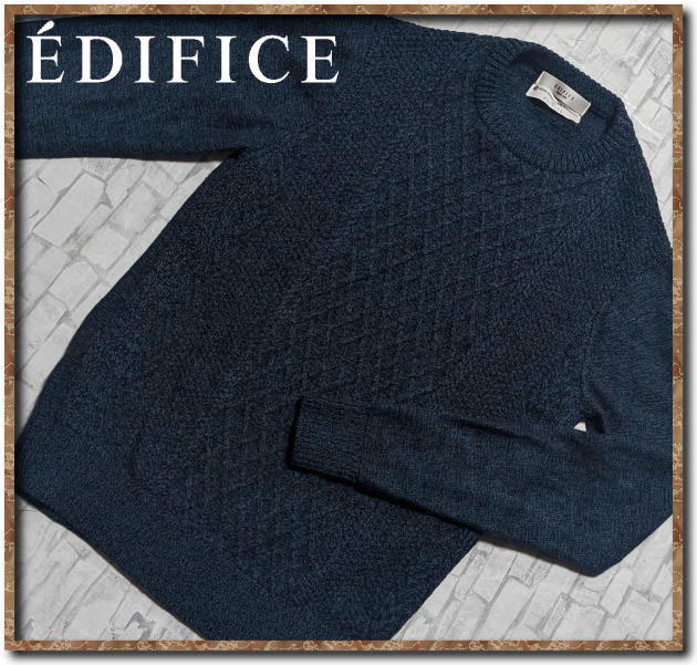 ☆ZEGNA BARUFFA LANE BORGOSESIA for EDIFICE エディフィス ウールニット 青☆拍卖