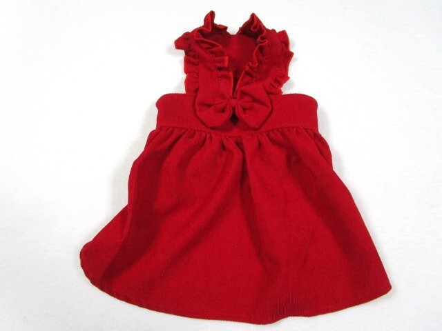 ペットウェア Lサイズ 胴回り45㎝ リボン ジャンパースカート レッド 未使用品拍卖