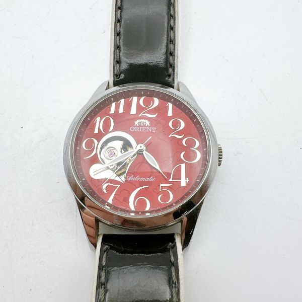 A116-29 1円スタート 稼働品 機械式 ORIENT オリエント メンズ腕時計 赤文字盤 ビンテージ レア 希少品 オープンハート拍卖
