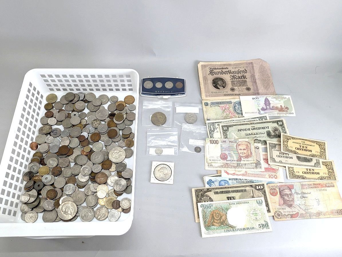 海外・日本コイン 貨幣・紙幣まとめて 銀貨含 アメリカ ドル 香港 カナダ ドイツ等 総重量 約1.6kg[03-7059拍卖