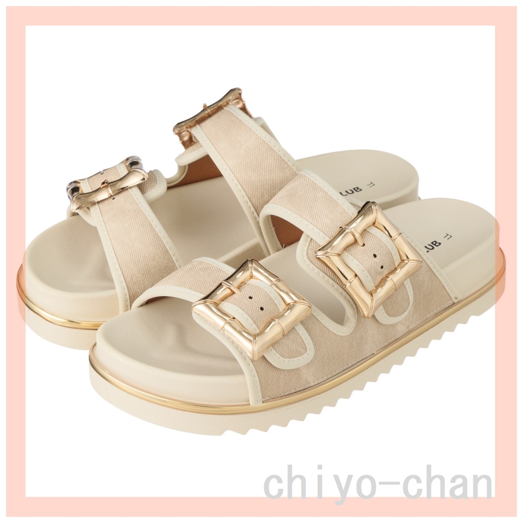 ズッカ クラブ ビッグバックルアクセント 厚底サンダル ベージュM 29-791860010拍卖