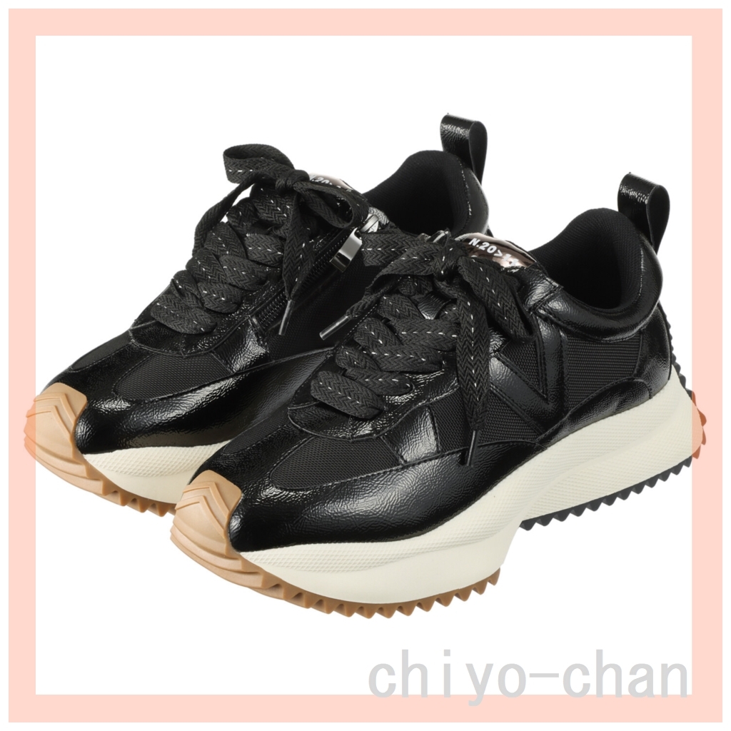 ヌーベルヴォーグ リュクスライン クラス感アップ! モードに魅せる 大人のスニーカー ブラック23.5cm 29-798598003拍卖