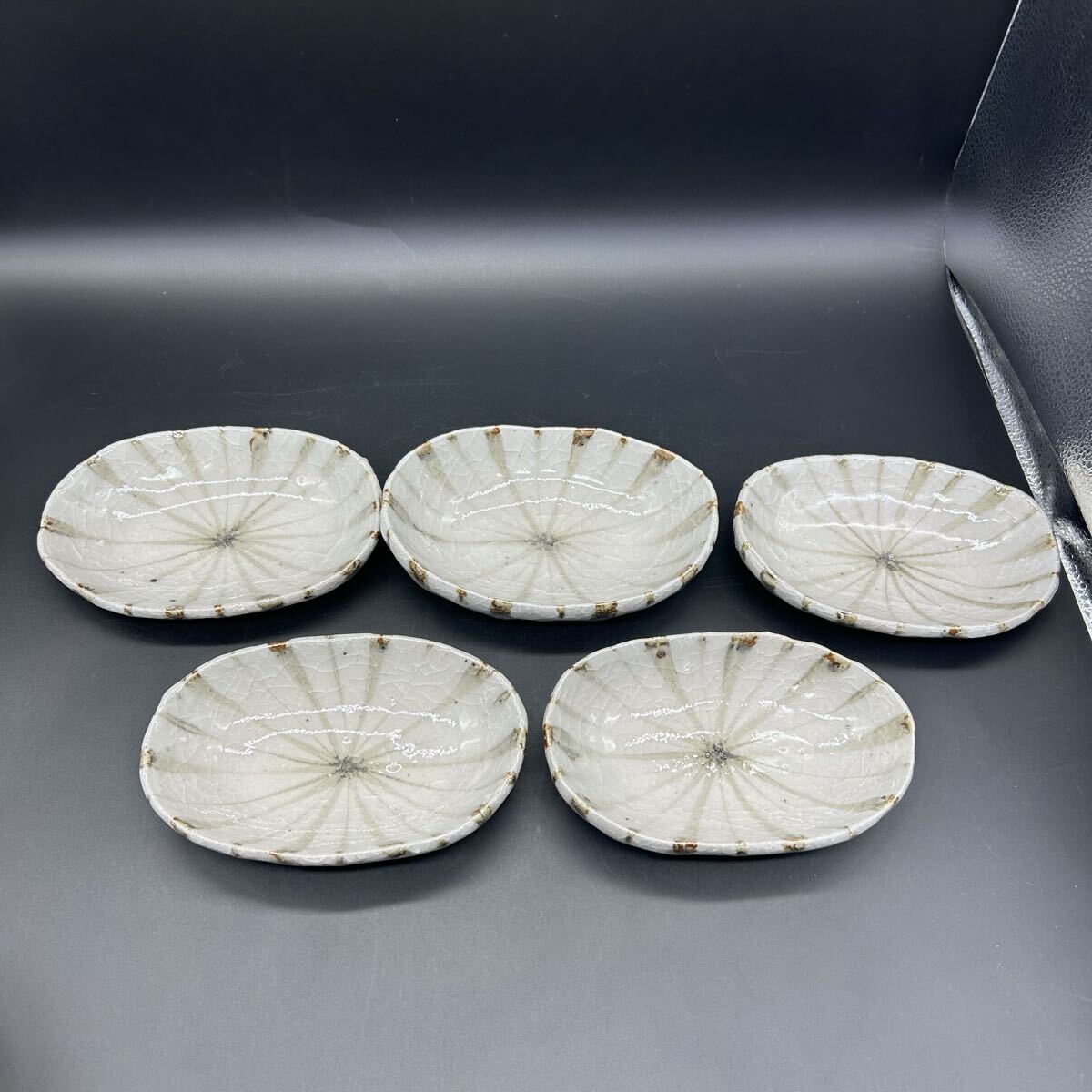 長石釉 佐々木好正 十草楕円 楕円皿 小鉢 鉢 小皿 陶器 和食器 フ15-2拍卖