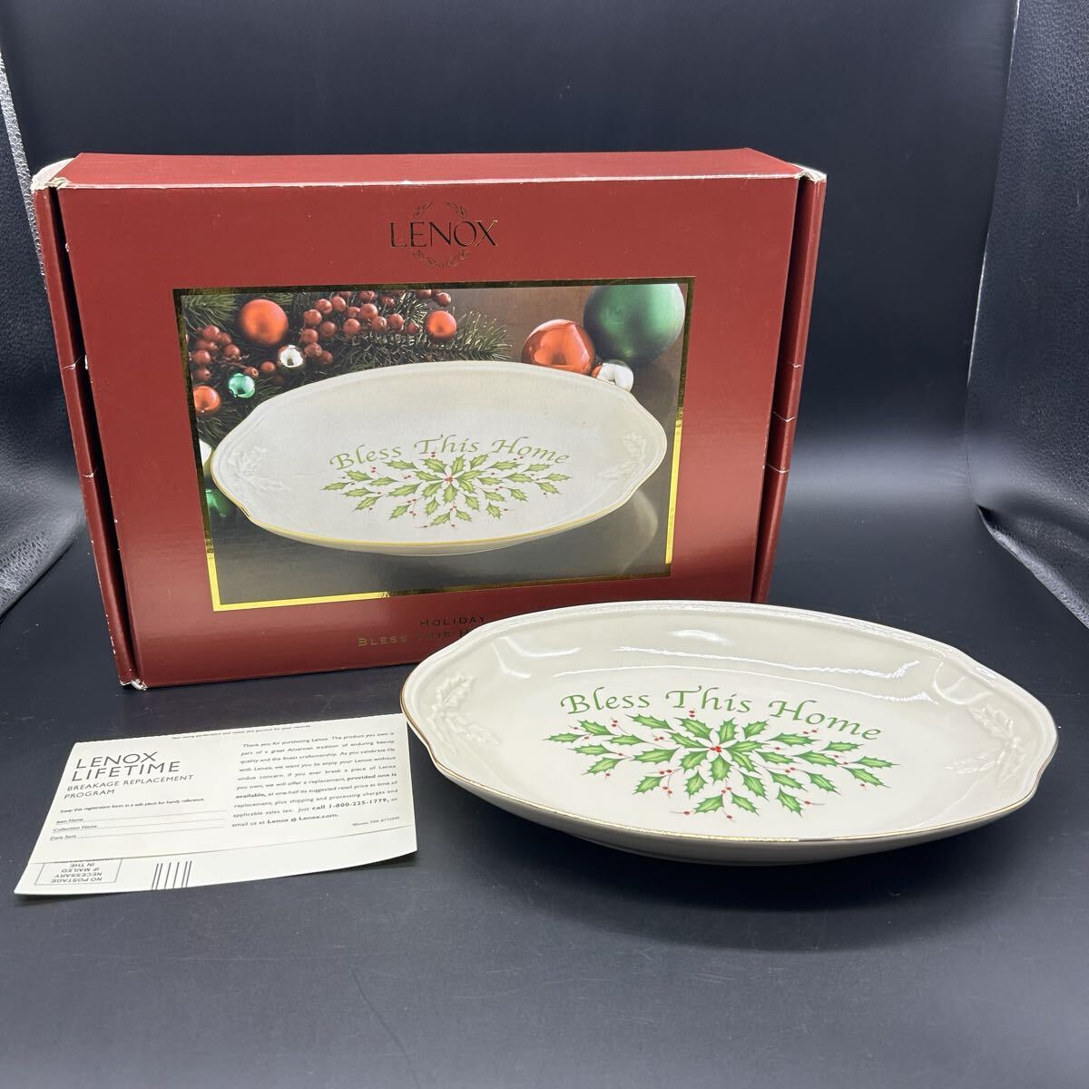 Lenox レノックス Bless This Home Holiday ホリデートレイ プレート 大皿 陶器 フ18拍卖