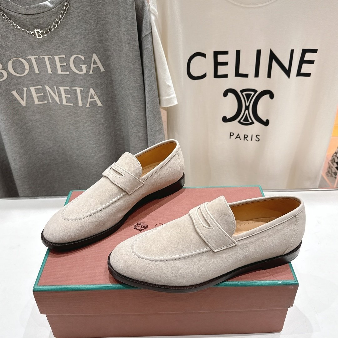 ホワイト23.0cm★送料無料★ロロピアーナ Loro Piana レディーススエード ペニーローファー, 本革, ビジネスシューズ, 快適インソール拍卖