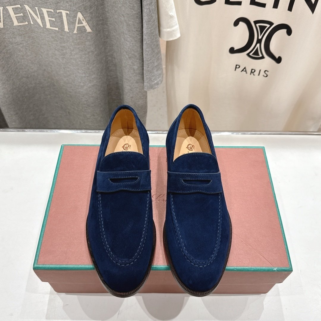 ネイビー26.5cm★送料無料★ロロピアーナ Loro Pianメンズスエード ペニーローファー, 本革, ビジネスシューズ, 快適インソール拍卖