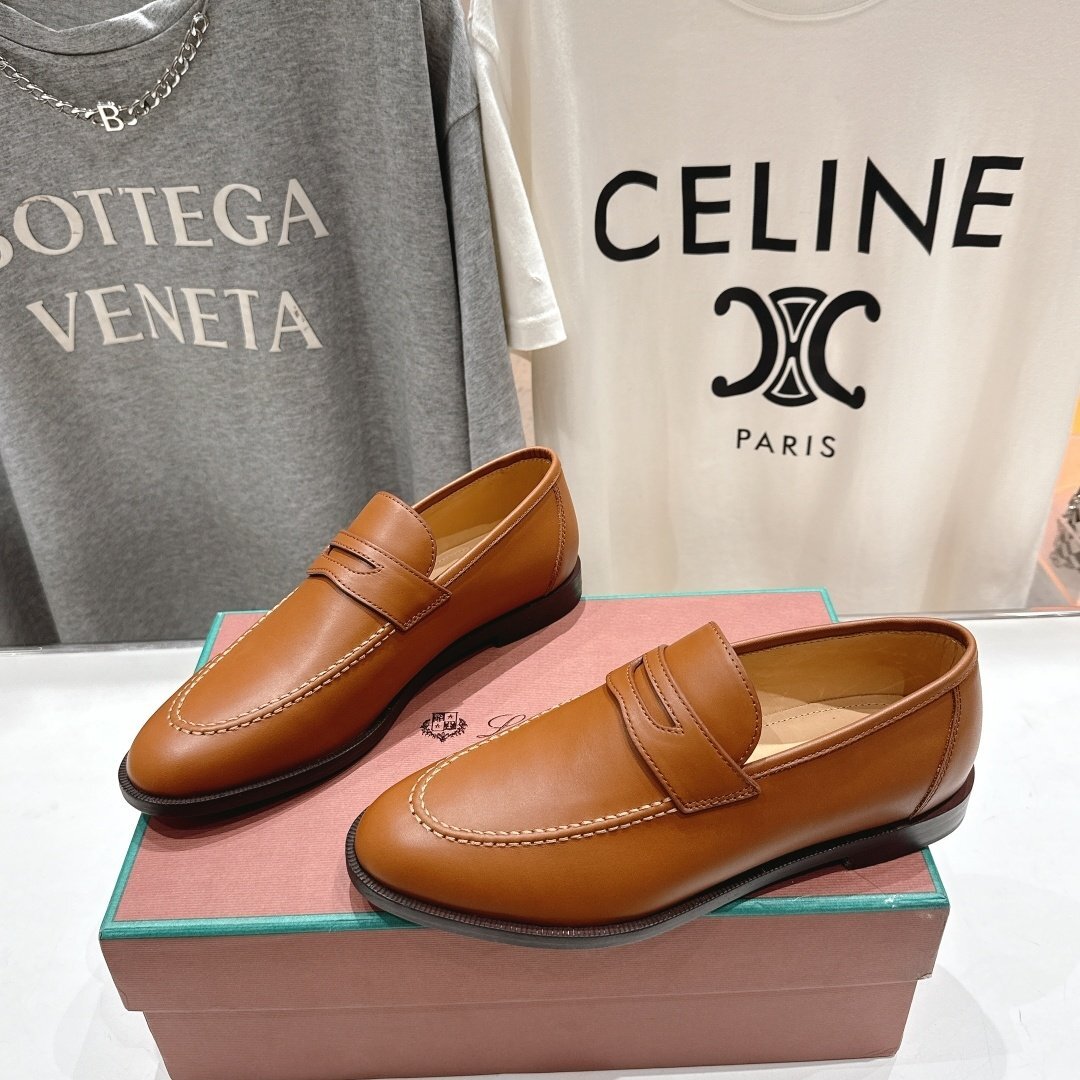 26.5cm★送料無料★ロロピアーナ Loro Piana メンズラシック ペニーローファー, 本革 カーフレザー, ビジネスシューズ, 快適インソール拍卖