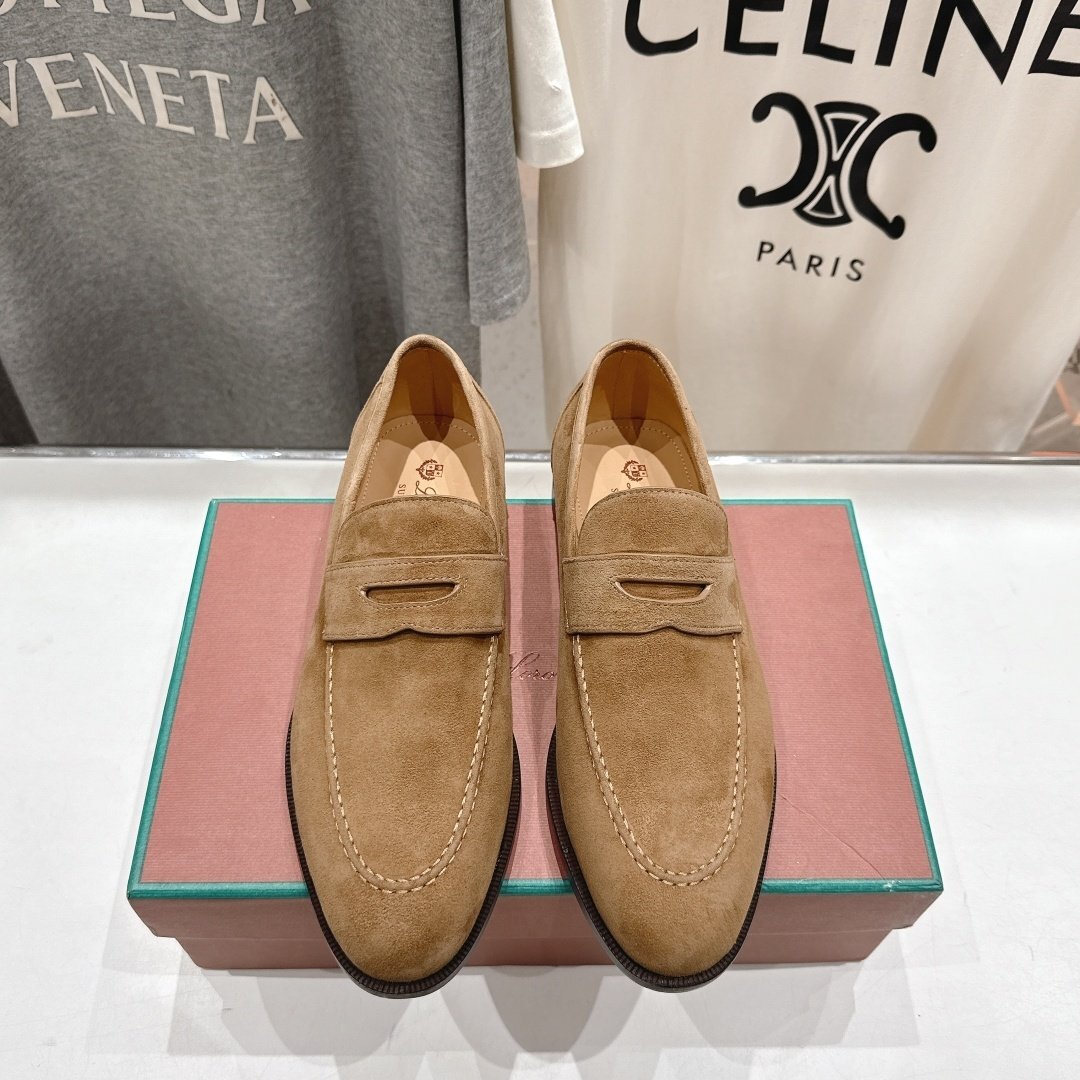 キャメル23.5cm★送料無料★ロロピアーナ Loro Piana レディーススエード ペニーローファー, 本革, ビジネスシューズ, 快適インソール拍卖