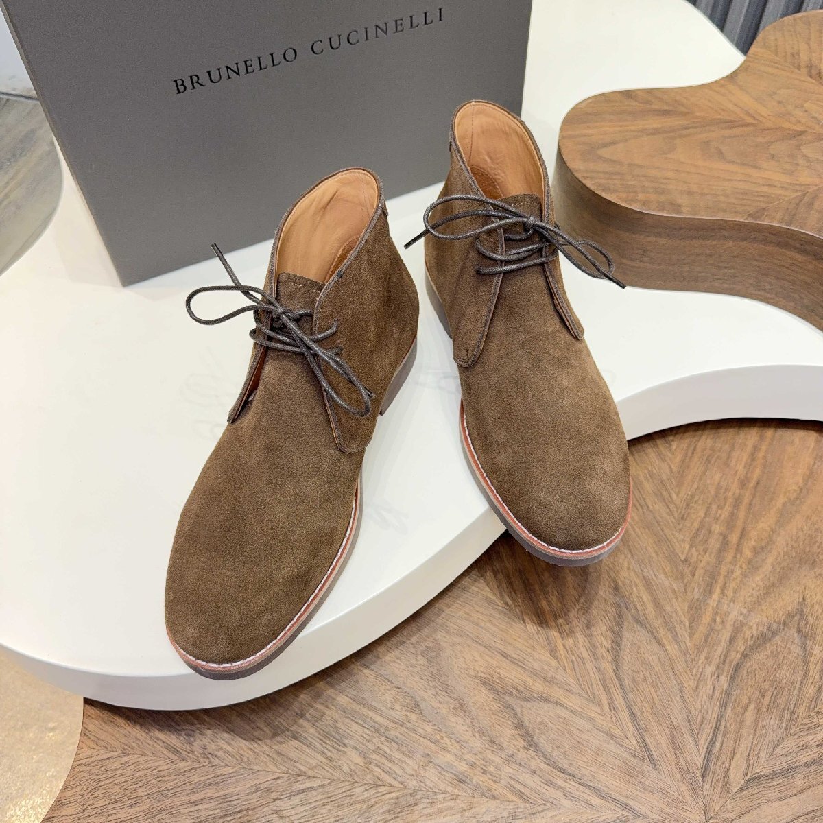 ブラウン27.0cm★送料無料★ブルネロクチネリ★メンズスエードデザートブーツ, 本革スエード, レースアップ, カジュアルビジネス ラバーソ拍卖