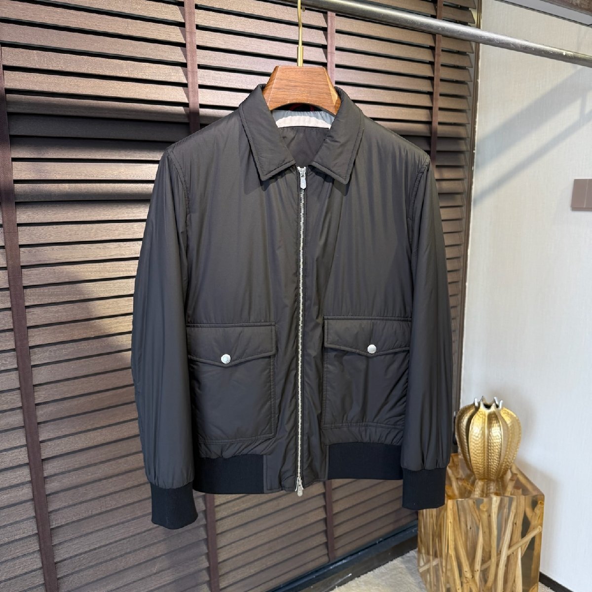 ブラックM★送料無料★ブルネロクチネリ★メンズ ハリントン ジャケット, 防風防水 ライトパデッド コットンブレンド, ビジネスカジュアル拍卖