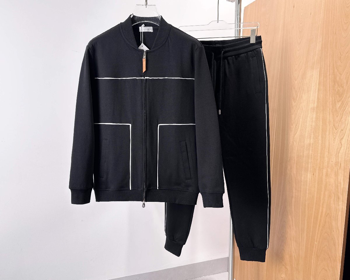 ブラックXL★数量限定★在庫限り【送料無料】★ブルネロクチネリ ★スポーツウェア 上下セット, ジップアップパーカー スウェットパンツ拍卖