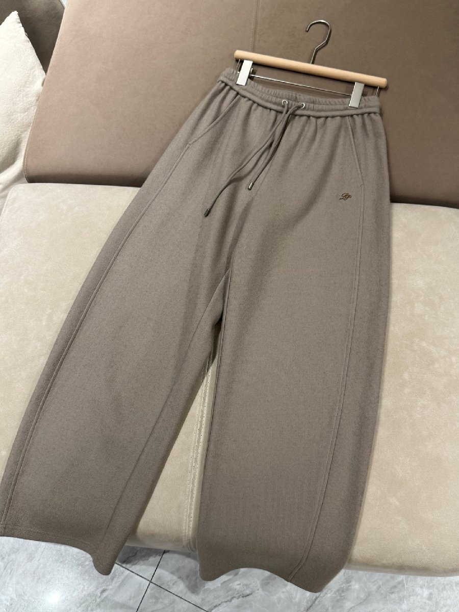 カーキ36★送料無料★ロロピアーナ Loro Piana★レディースウールワイドレッグパンツ, リラックスフィット カジュアルパンツ拍卖