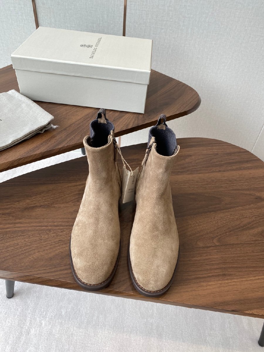 サイズ22.5cm★送料無料【新品】★ブルネロクチネリ 新作 秋冬レディース コンバットブーツ スエード 上品 プレミアム拍卖