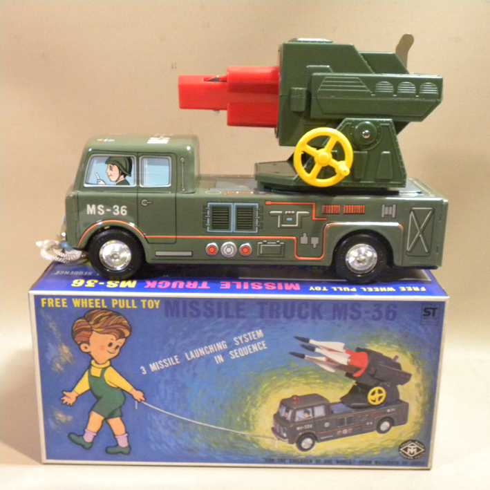 【未使用 新品】1970年代 当時物 マスダヤ/増田屋 ミサイルトラック MS-36 ( 古い 昔の ビンテージ 昭和レトロ 玩具 おもちゃ ブリキ ) 拍卖