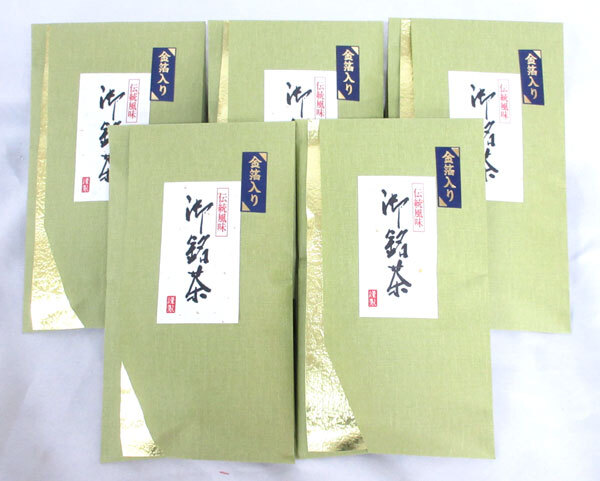 送料300円(税込)■ti021■◎金箔入 抹茶入り玄米茶 50g 5点【シンオク】拍卖