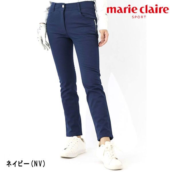 送料300円(税込)■gf002■レディース ゴルフウェア マリ・クレール ボンディング9分丈パンツ(L) ネイビー【シンオク】拍卖