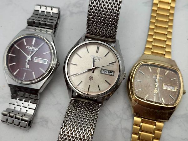R7-695 1円~ ジャンク品 セイコー SEIKO 0923-8000-G 0843-5040 / シチズン CITIZEN 4-850122 クオーツ 腕時計 まとめて 3点セット拍卖