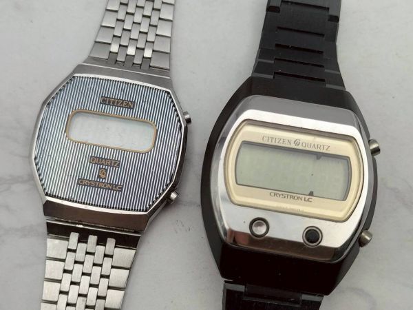 R7-686 1円~ ジャンク品 シチズン CITIZEN クリストロン 4-095634 / 4-095251 デジタル クオーツ 腕時計 まとめて 2点セット拍卖