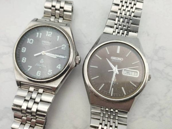 R7-683 1円~ ジャンク品 セイコー SEIKO 8229-7000 7546-8070 クオーツ デイデイト 腕時計 メンズ まとめて 2点セット拍卖