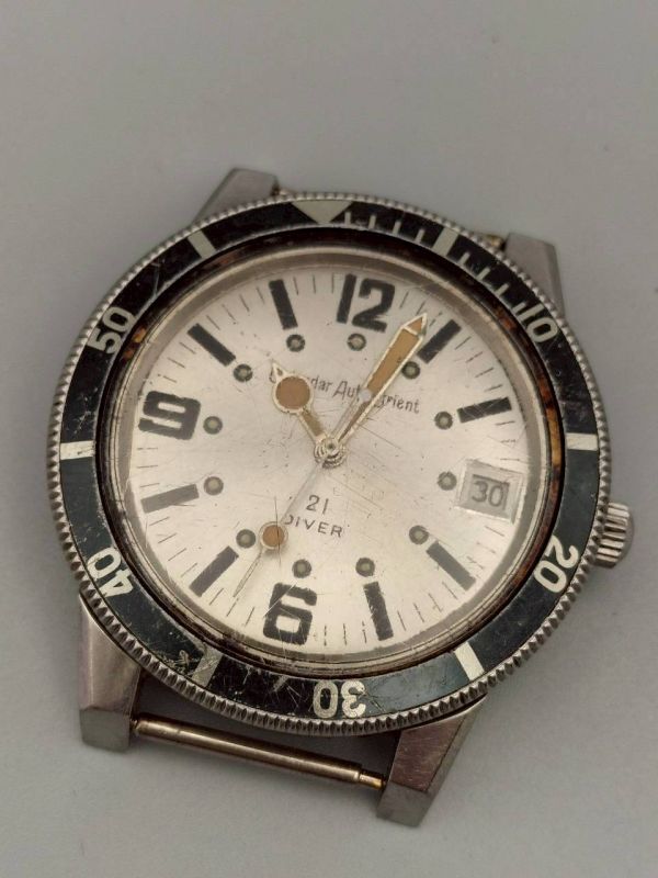 R7-639 1円~ ジャンク品 カレンダー オート オリエント ダイバー 自動巻き デイト 腕時計 本体のみ ステンレス メンズ拍卖