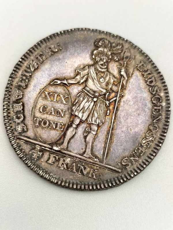 再 N294 1円~ 当時物 中古品 スイス 4フラン FRANK 1812年 カントン CANTON 硬貨 銀貨 約29.4g アンティークコイン拍卖