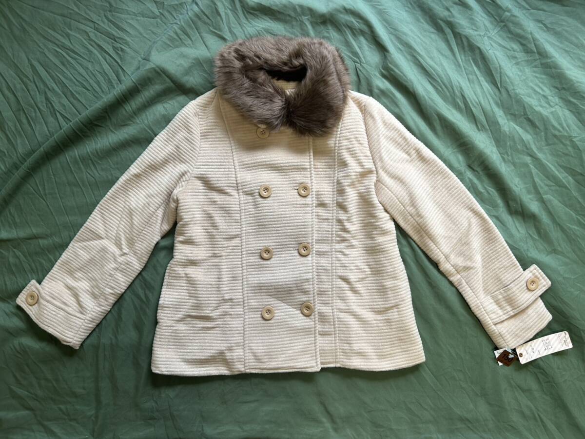 2 Pinky Girls Candy ピンキーガールズキャンディ ファー付 ベージュ ダブルコート 150サイズ タグ付拍卖