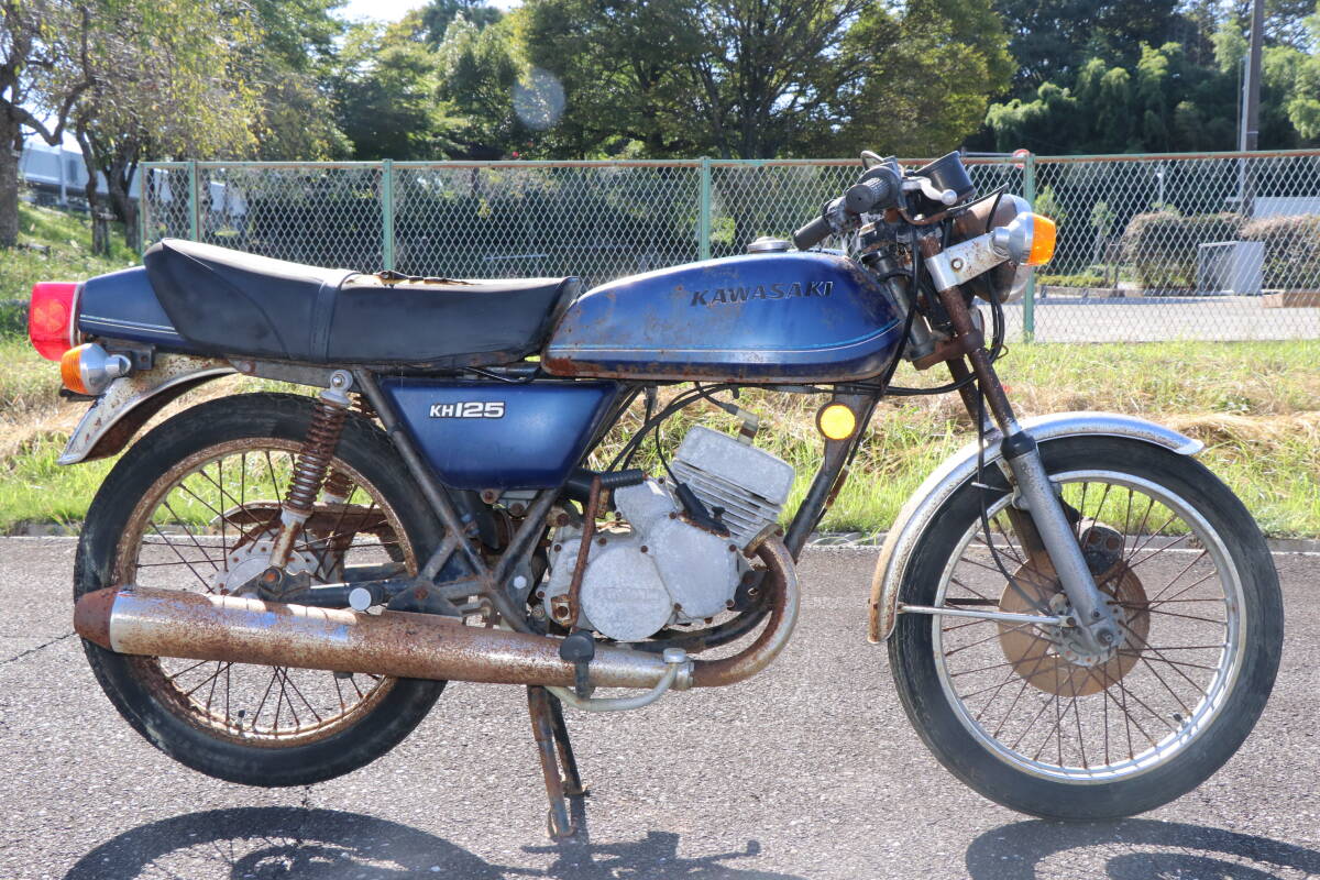 VRP 岐阜発 :【売切り】カワサキ KAWASAKI KH125 2スト レストアベース 部品取り ジャンク品 KH125A-008***拍卖