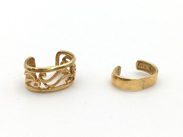 イヤーカフ 耳飾り 14K 金 透かし細工 ヴィンテージ シンプル ジュエリー/ゴールド/訳有/1円スタート/AY拍卖