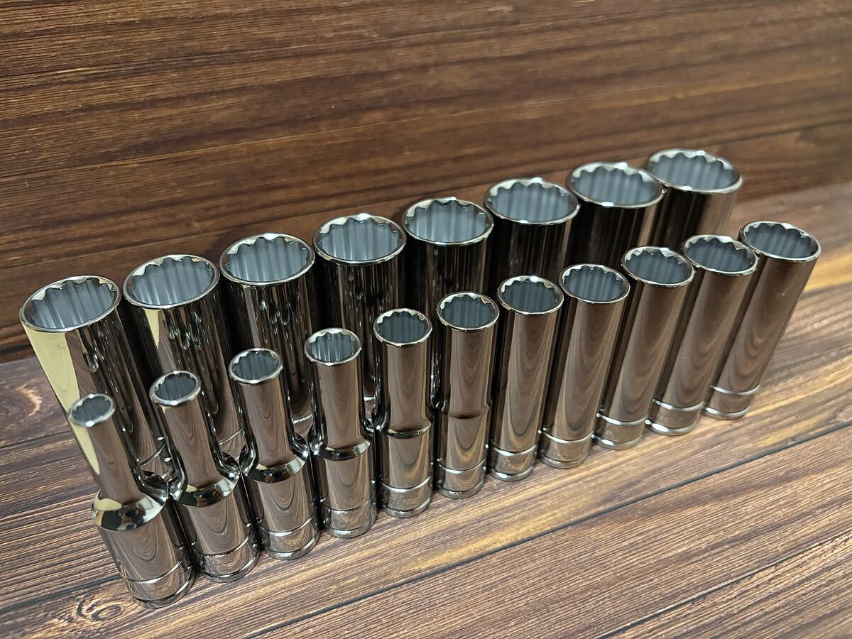 ブルーポイント スナップオン snap-on 【3/8】ディープソケット フルセット 6mm〜24mm 19本拍卖