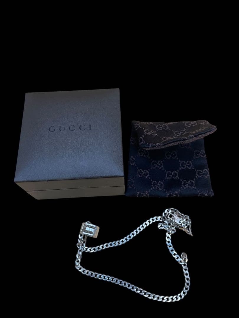 中古GUCCIグッチ喜平Gリングネックレスシルバー925 保存袋 箱付き 拍卖