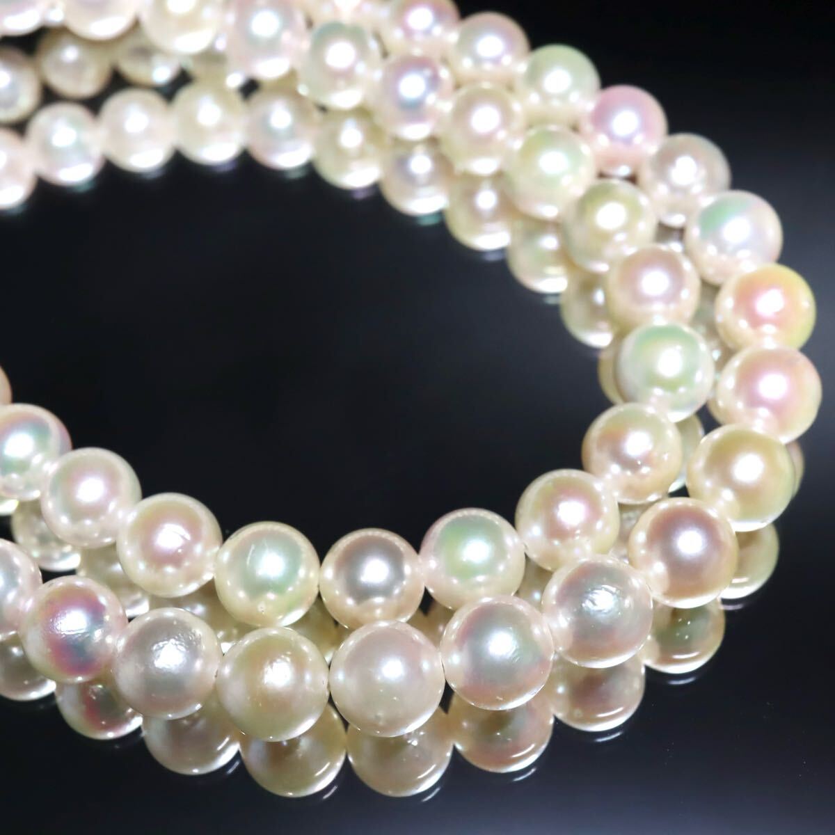 約7.0-7.5mm珠◆アコヤ本真珠ネックレス◆N 約34.2g 約42.5cm pearl パール necklace jewelry ジュエリー ホワイト系 DF0/EA0 X596拍卖